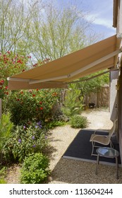 Arizona Backyard With Automatic Retractable Awning For Extra Shade