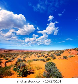 Arizona Desert Near Colorado River USA Orange Soil And Blue Sky