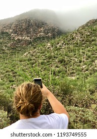 Arizona Hiking Adventures - Taking Photos Of The Catalina Mountains In Tucson, Arizona With IPhone.