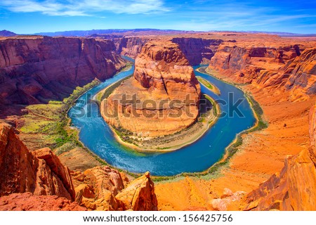 Arizona Horseshoe Bend meander of Colorado River in Glen Canyon