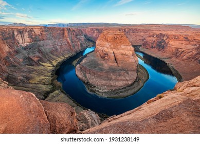 Arizona meander Horseshoe Bend of the Colorado River, in Glen Canyon, beautiful landscape, picture for a postcard, big board, travel agency - Powered by Shutterstock