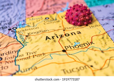 Arizona on coronavirus map background