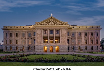 Arizona State Capitol In Phoenix At Dusk. 