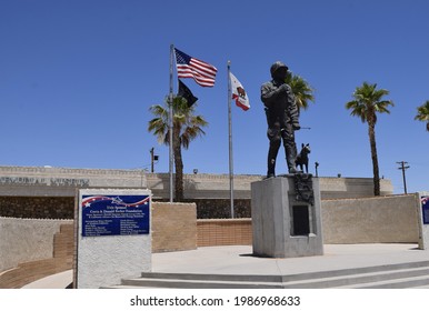 ARIZONA, UNITED STATES - May 30, 2021: A photo of a statue of George S  Patton in front of the Patton Military Museum outside on a sunny day