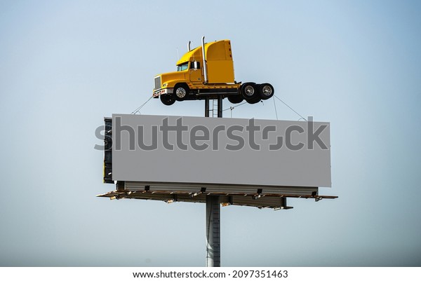 Arizona, USA - 2020:\
American truck and billboard. Advertising transport Place for\
advertising.\
Commercial