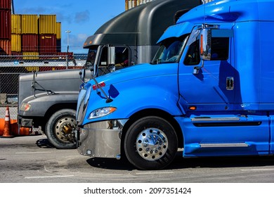 Arizona, USA - 2020: American trucks. Roads in the United States, delivery of goods. Transport business