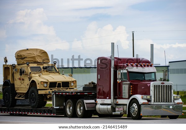 Arizona, USA - 2020: American trucks.\
Roads in the United States,Delivery of military\
equipment