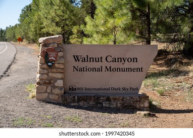 Arizona, USA - May 11, 2021: Sign For The Walnut Canyon National Monument, An International Dark Sky Park