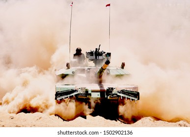 Arjun Main Battle Tank with mine plough was at display. This is developed by Defence Research Organisation of India. 