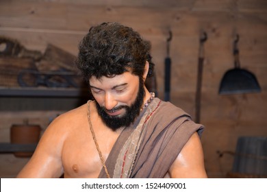 Ark Encounter Located In Williamstown, KY, USA 10-5-19 Replica Of A Blacksmith On Noah's Ark In Ark Encounter Theme Park