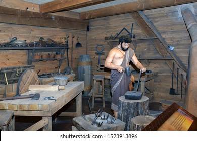 Ark Encounter Williamstown, KY, USA 10-5-19 Blacksmith Workshop On The Noah's Ark Replica At The Ark Encounter Theme Park