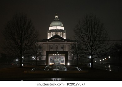 Arkansas capitol with fountain