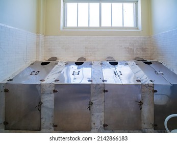 Arkansas, MAR 19 2022 - Interior View Of The Steam Cabinet Room In Fordyce Bathhouse Visitor Center