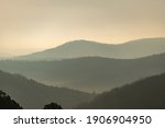 Arkansas Ozark hills contrasting against each other in the early morning light.