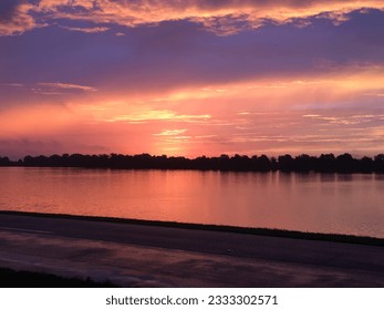 Arkansas Sunset over Lake Chicot in Lake Village, the largest oxbow lake in the United States of America. - Powered by Shutterstock