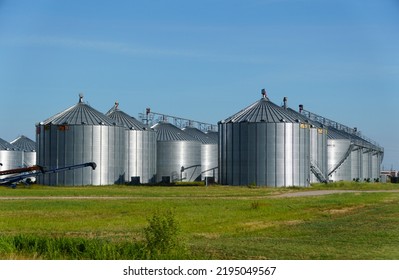 Arkansas, U.S.A - June 24, 2022 - Large Grain Silo Near The Wheat Farm