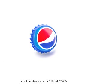Arkhangelsk/Russia 10/18/2020 metal bottle cap with Pepsi.