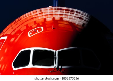 Arlanda, Sweden - December 30 2015 - Norwegian air shuttle Boeing B787 parked in a cold and dark night