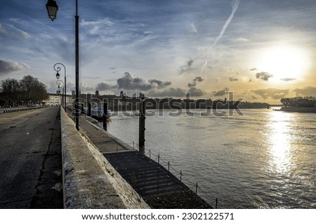 Arles' cityscape on Rhone river. France