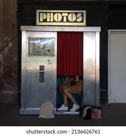 Arles, Gard, France - July 12 2021 : Photomaton - Area Photo Booths Terminals Picture Booth For Identity Photos