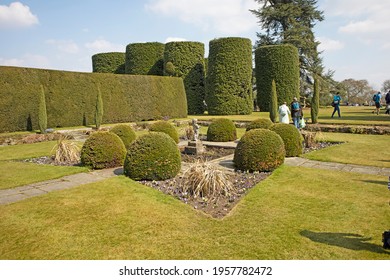 ARLEY, CHESHIRE, UK - APRIL 17, 2021: The Fish Garden On A Bright Sunny Day, Arley Hall.