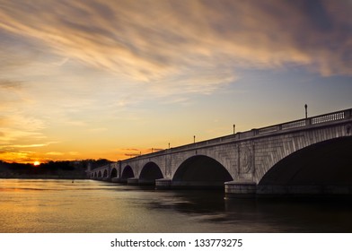 Arlington Memorial Bridge At Sunset