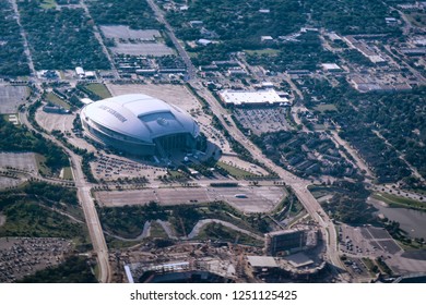 Arlington, Texas / USA - 10/11/2018: AT&T Football Stadium,  Completed On May 27, 2009, Is Home Of The Dallas Cowboys And Home Of The Cotton Bowl Classic And The Big 12 Championship Game.