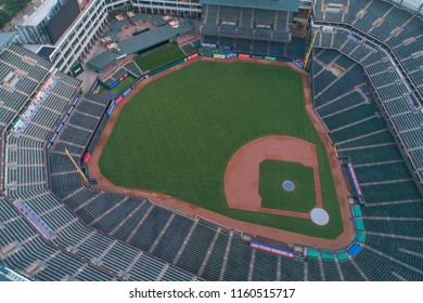 ARLINGTON, TEXAS, USA - AUGUST 1, 2018:Aerial Drone Photo Globe Life Park In Arlington