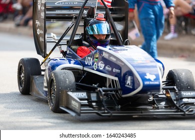 Arlington, Texas, USA - July 4, 2019: Arlington 4th Of July Parade, UT Arlington FSAE Race Car, Being Driven Down The Street At The Parade