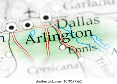 Arlington, Texas, USA On A Map. 