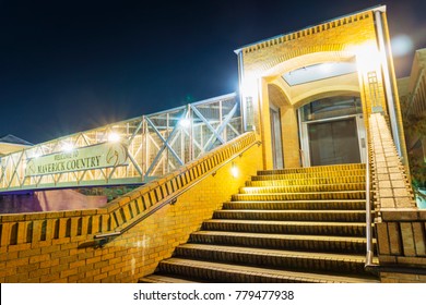 Arlington, USA - December 20, 2017: Overpass At Night. The University Of Texas At Arlington. Texas, USA.