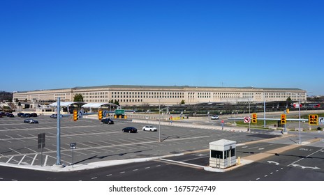 ARLINGTON, VA -23 FEB 2020- View Of The United States Department Of Defense (DOD) Headquarters Building, Known As The Pentagon, Located In Arlington, Virginia