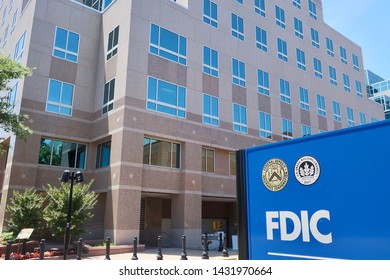 ARLINGTON, VA - JUNE 23, 2019: FDIC - FEDERAL DEPOSIT INSURANCE CORPORATION - Sign At Training Facility Center