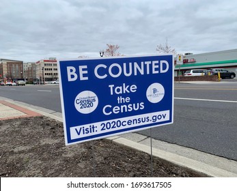 ARLINGTON, VA, USA - APRIL 4, 2020: TAKE THE US CENSUS 2020 Sign