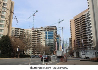 Arlington, VA, USA-January 31, 2022: Building Construction For Amazon Headquarters In Arlington, VA