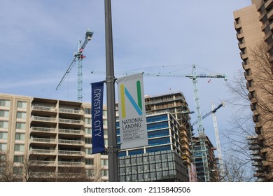 Arlington, VA, USA-January 31, 2022: Building Construction For Amazon Headquarters In Arlington, VA