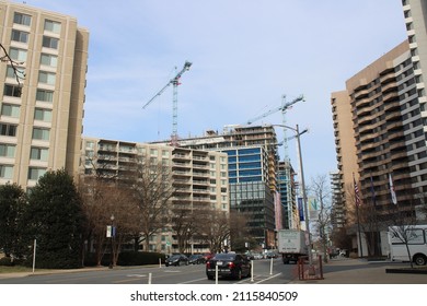 Arlington, VA, USA-January 31, 2022: Building Construction For Amazon Headquarters In Arlington, VA