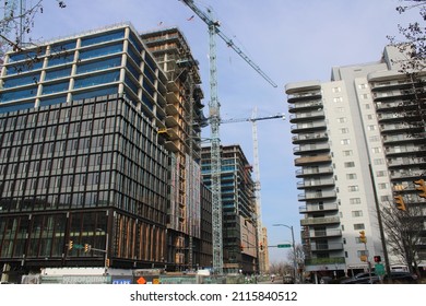 Arlington, VA, USA-January 31, 2022: Building Construction For Amazon Headquarters In Arlington, VA