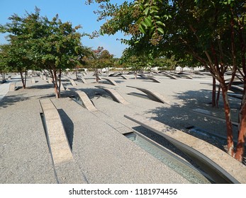 Arlington, Virginia, United States Of America / September 4 2015: National 9/11 Pentagon Memorial                             