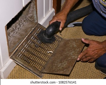 ARLINGTON, VIRGINIA, USA - JULY 2, 2009: Duct Cleaning In Home.