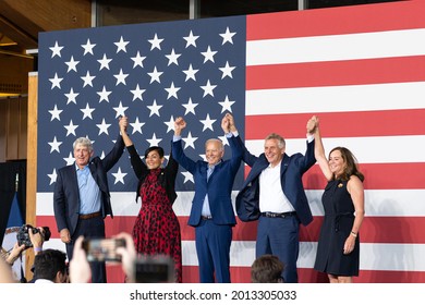 Arlington, Virginia, USA- July 24th, 2021: Virginia Democratic Nominees Mark Herring, Hala Ayala, And Terry McAuliffe Greeting Crowds With President Biden At A Campaign Rally.