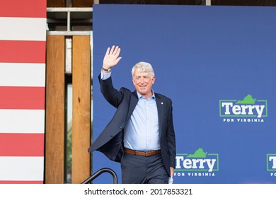 Arlington, Virginia, USA- July 24th, 2021: Virginia Attorney General Mark Herring Waving At A Campaign Rally For Terry McAuliffe In Arlington Va.