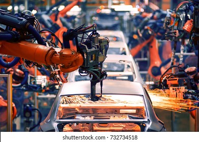 The arm of a car production line - Shutterstock ID 732734518