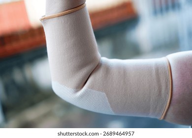 Arm Lifting Exercise with Compression Support Sleeve at Home