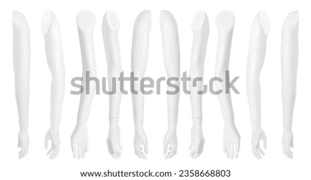 The arm of the mannequin part isolated over a white background