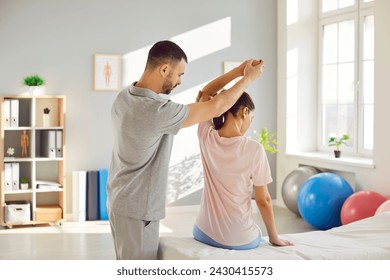 Arm physical therapy, manual rehabilitation, physical therapist doing manipulative massage. Medical session to relieve pain, tension, reduce ache after sport injury, increase relaxation or body health - Powered by Shutterstock