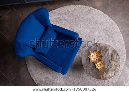 armchair comfort home interior room coziness warm modern soft sit luxury carpet the view from top view