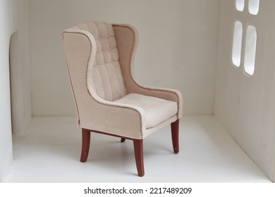 Armchair For A Doll In A Doll House. Miniature And Roombox Hobby.