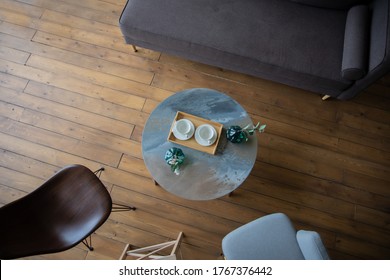 Armchair, Sofa And Round Table, Top View