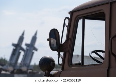 ARMED FORCES - The Cabin Of A Soviet Military Vehicle And A Set Of Russian Anti-aircraft Missiles In The Background